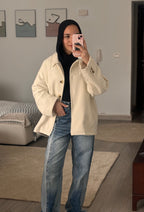 Cozy Buttoned Jacket - in cream