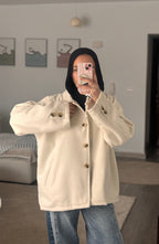 Cozy Buttoned Jacket - in cream