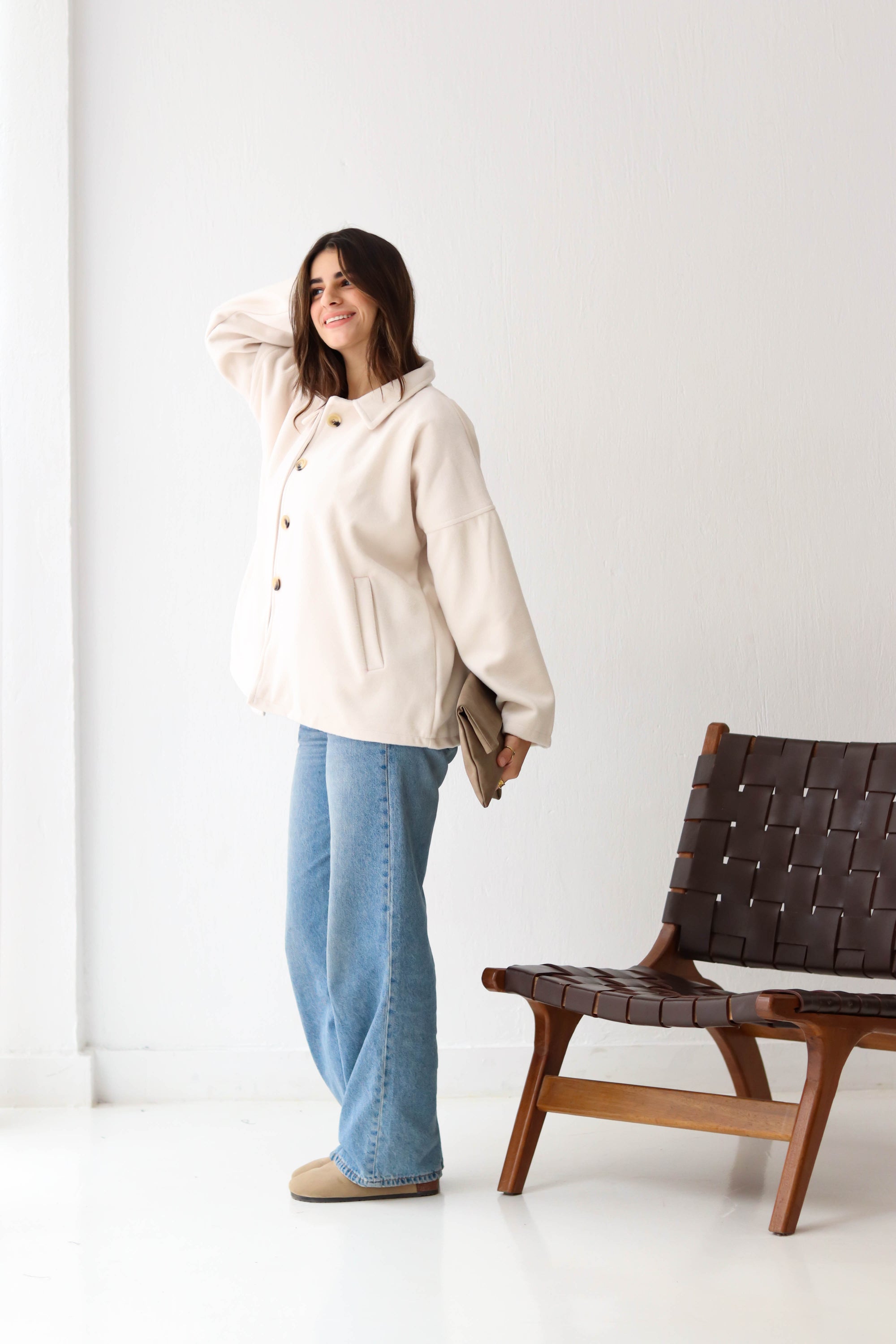 Cozy Buttoned Jacket -in warm off-white