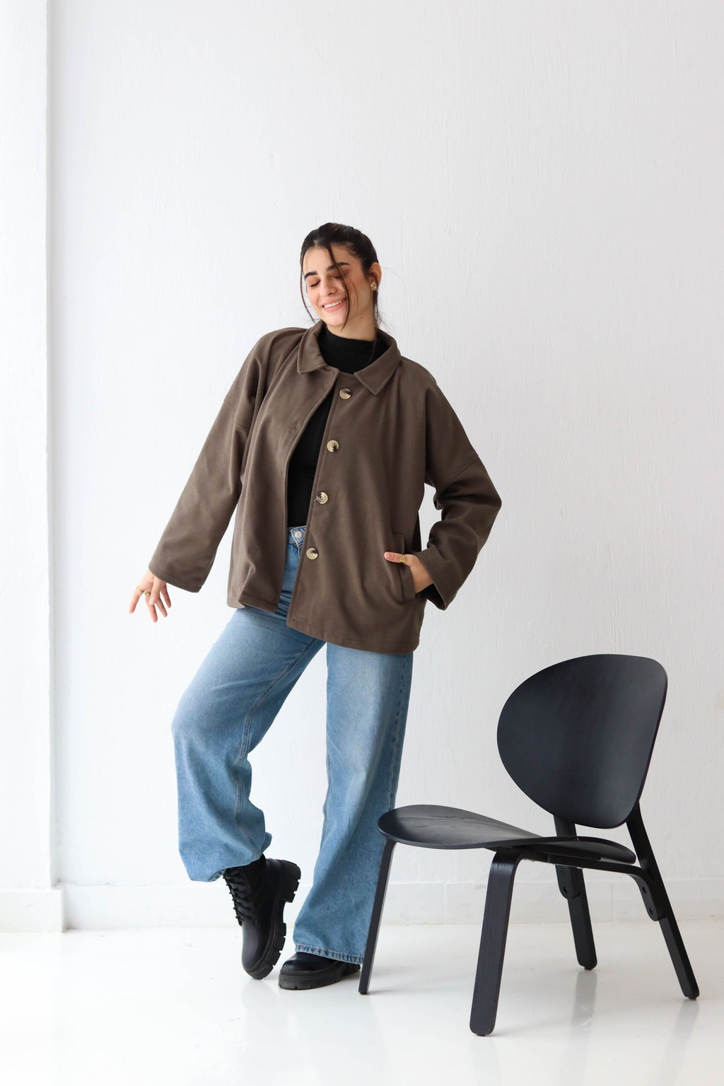 Cozy Buttoned Jacket -in olive