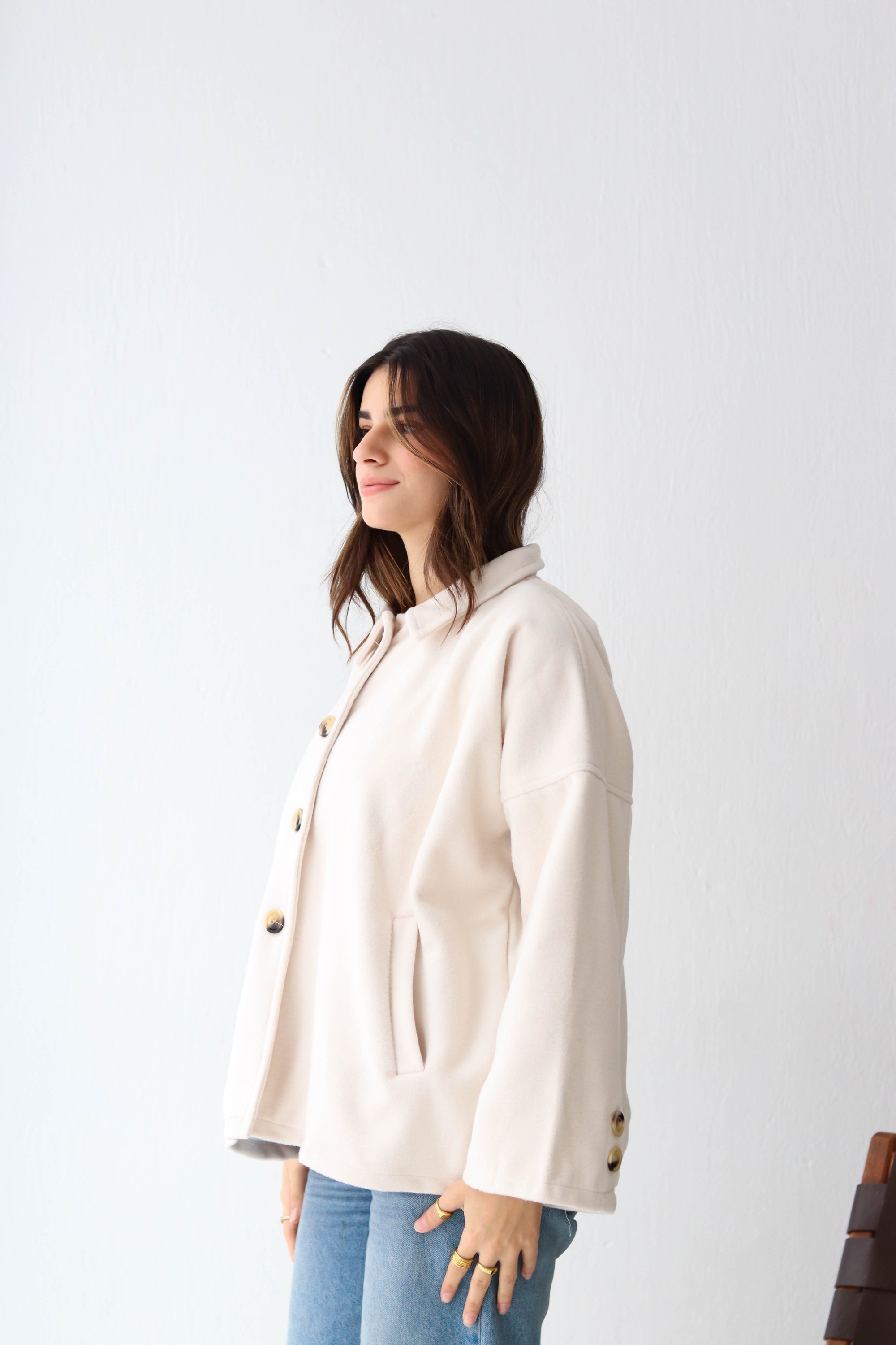 Cozy Buttoned Jacket -in warm off-white