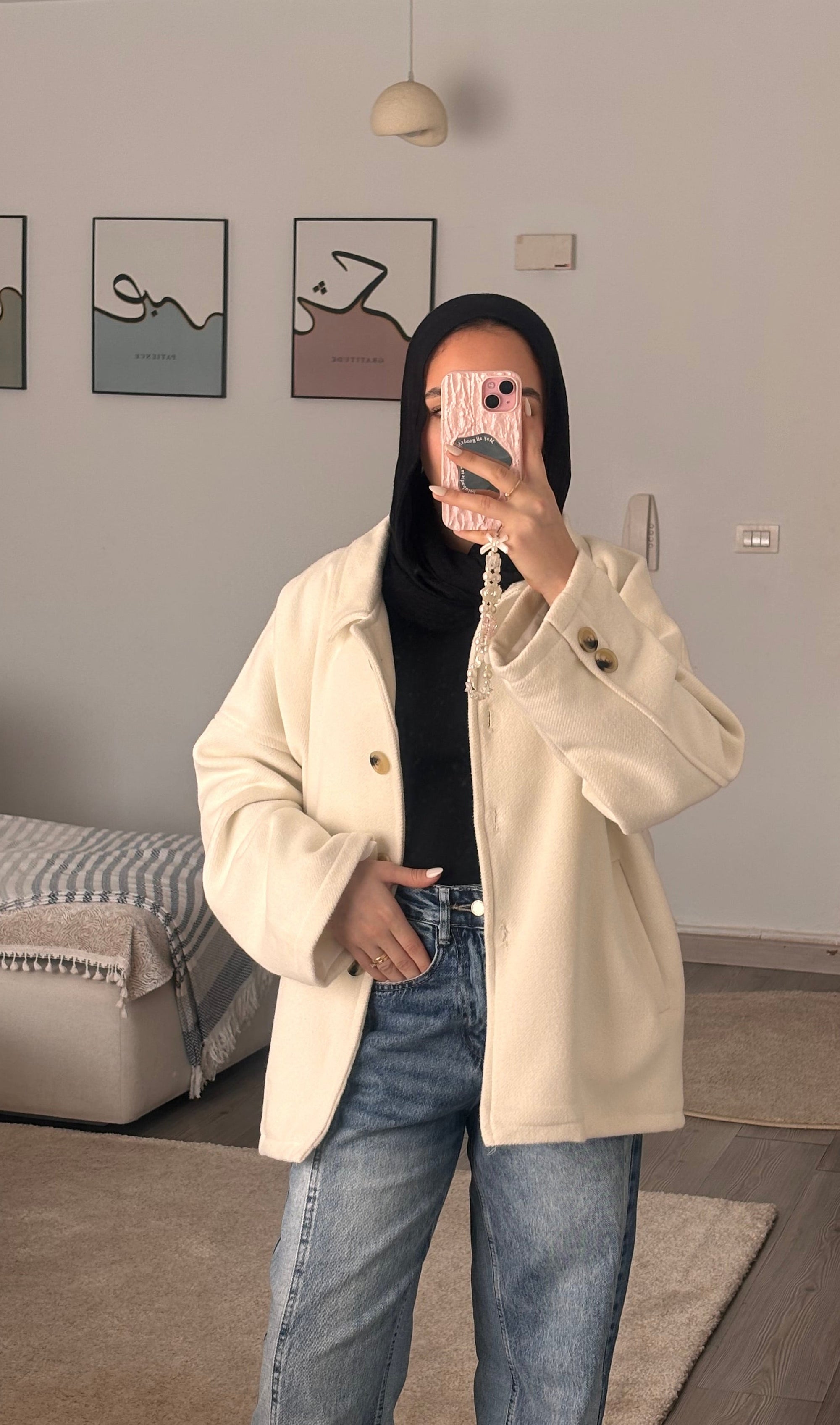 Cozy Buttoned Jacket - in cream