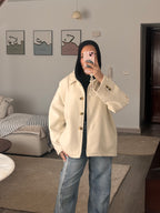 Cozy Buttoned Jacket - in cream