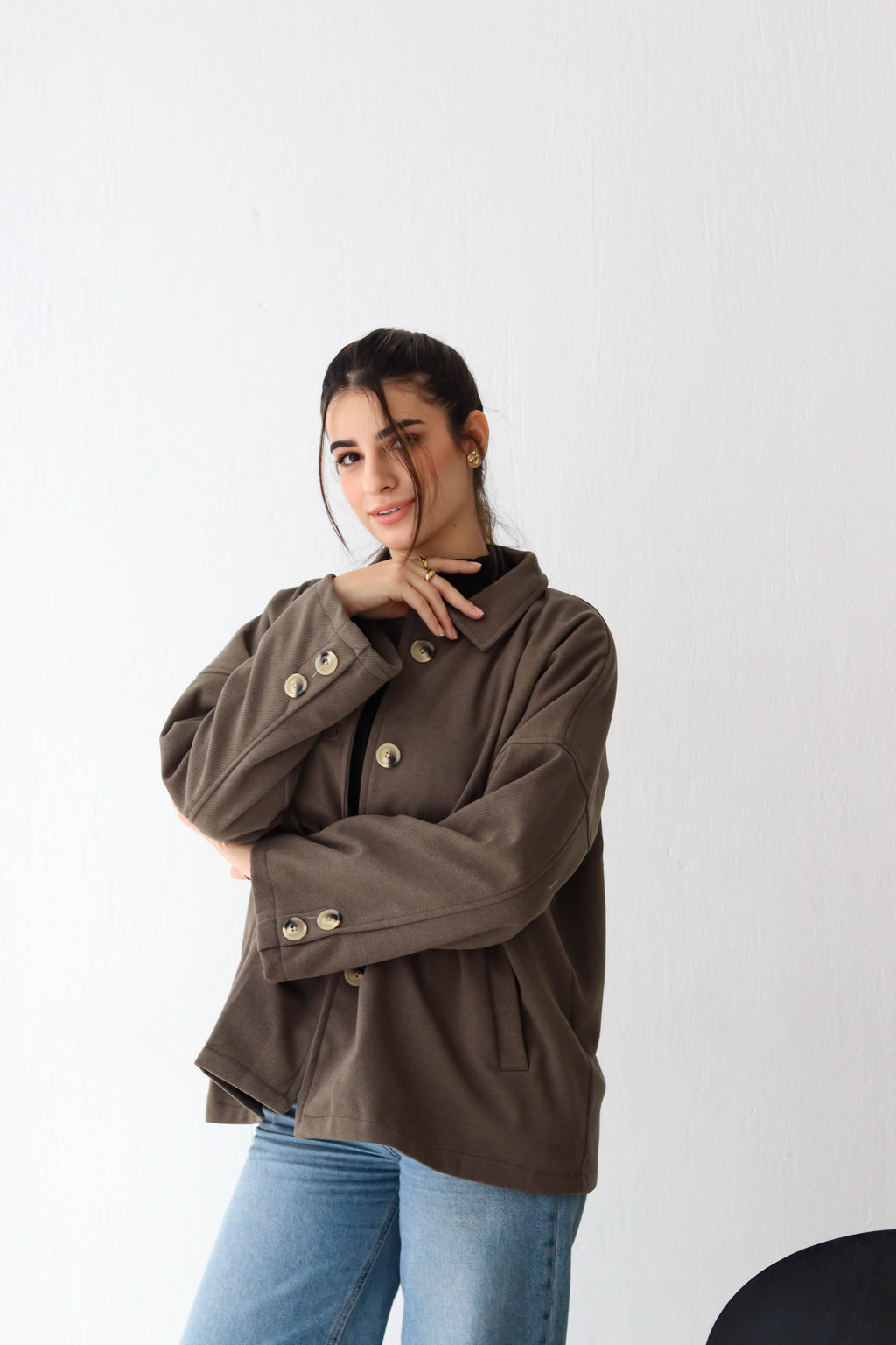 Cozy Buttoned Jacket -in olive