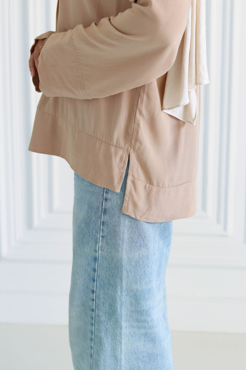 Basic Linen Shirt In Beige