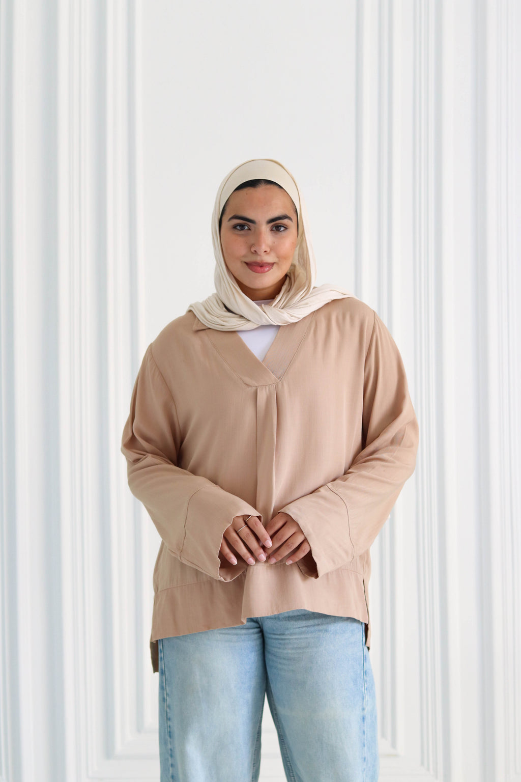 Basic Linen Shirt In Beige