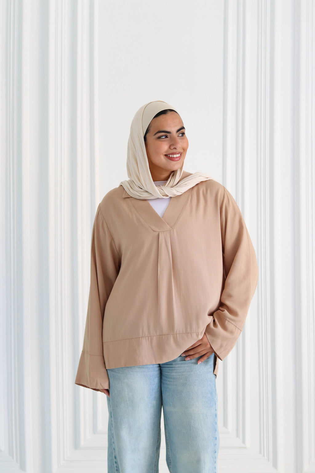 Basic Linen Shirt In Beige