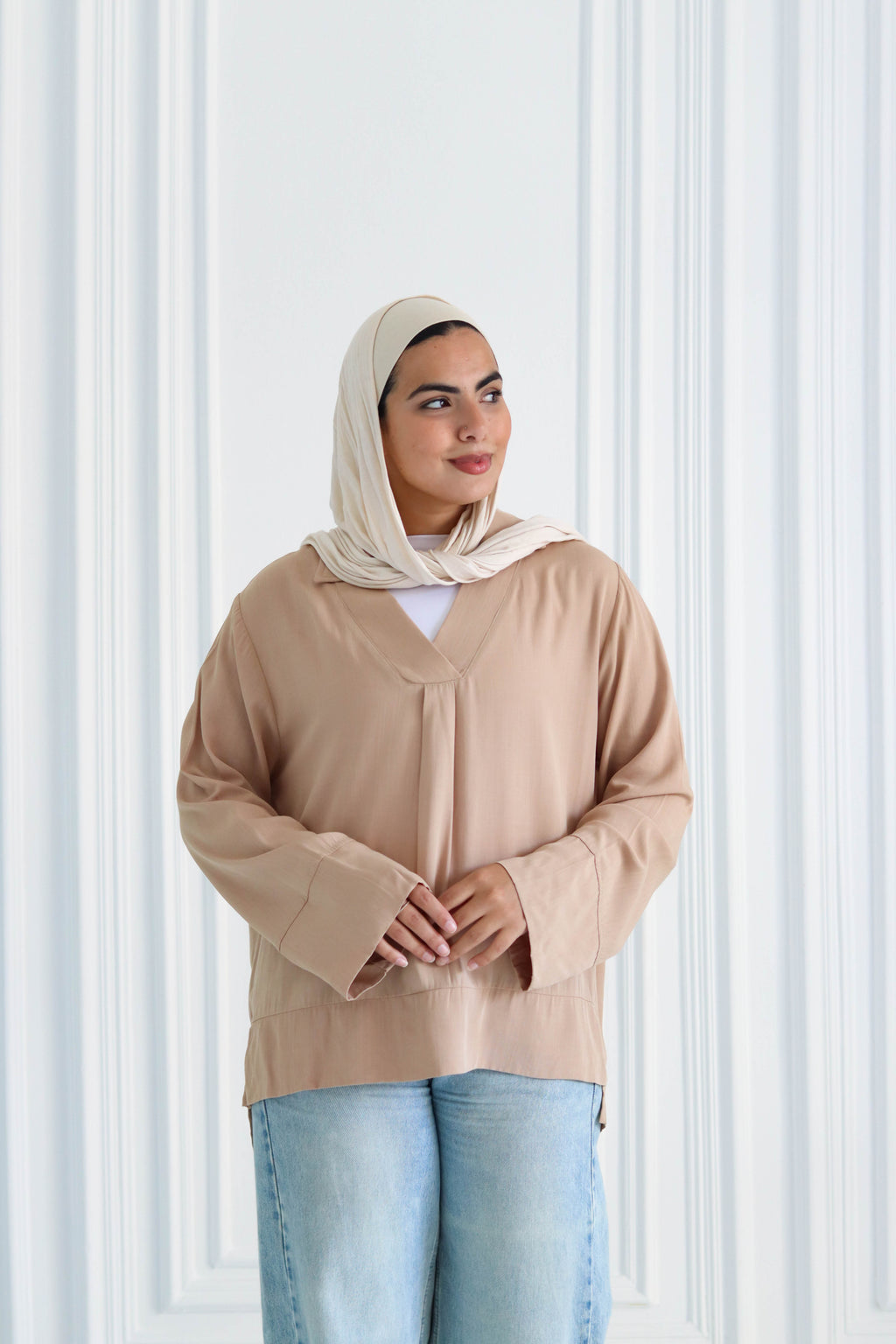 Basic Linen Shirt In Beige