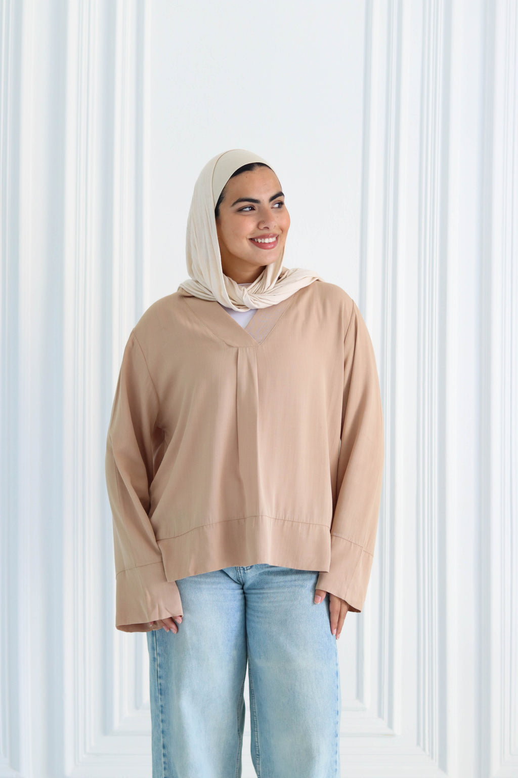 Basic Linen Shirt In Beige