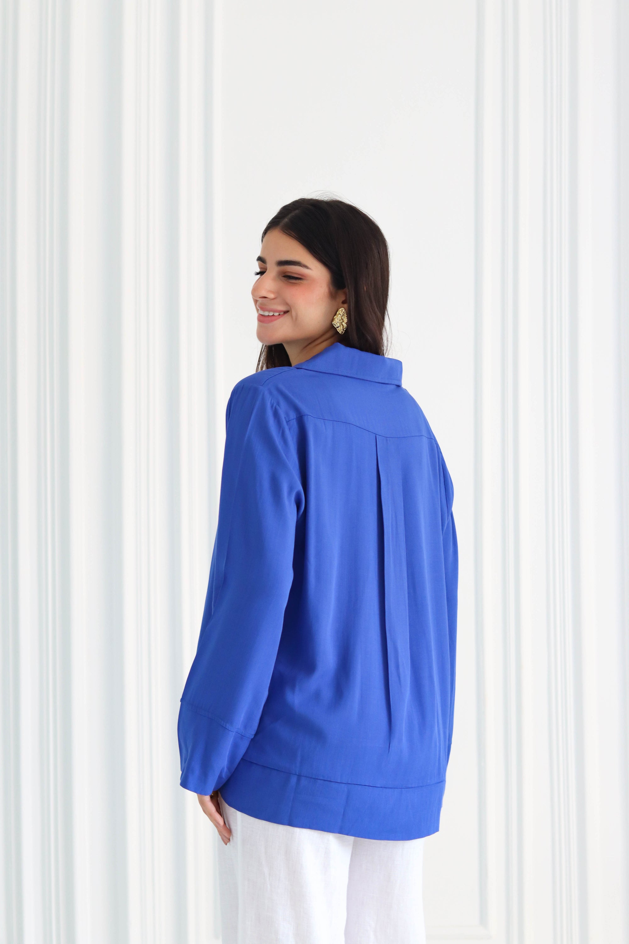 Basic Linen Shirt In Blue