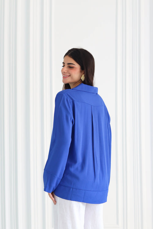 Basic Linen Shirt In Blue