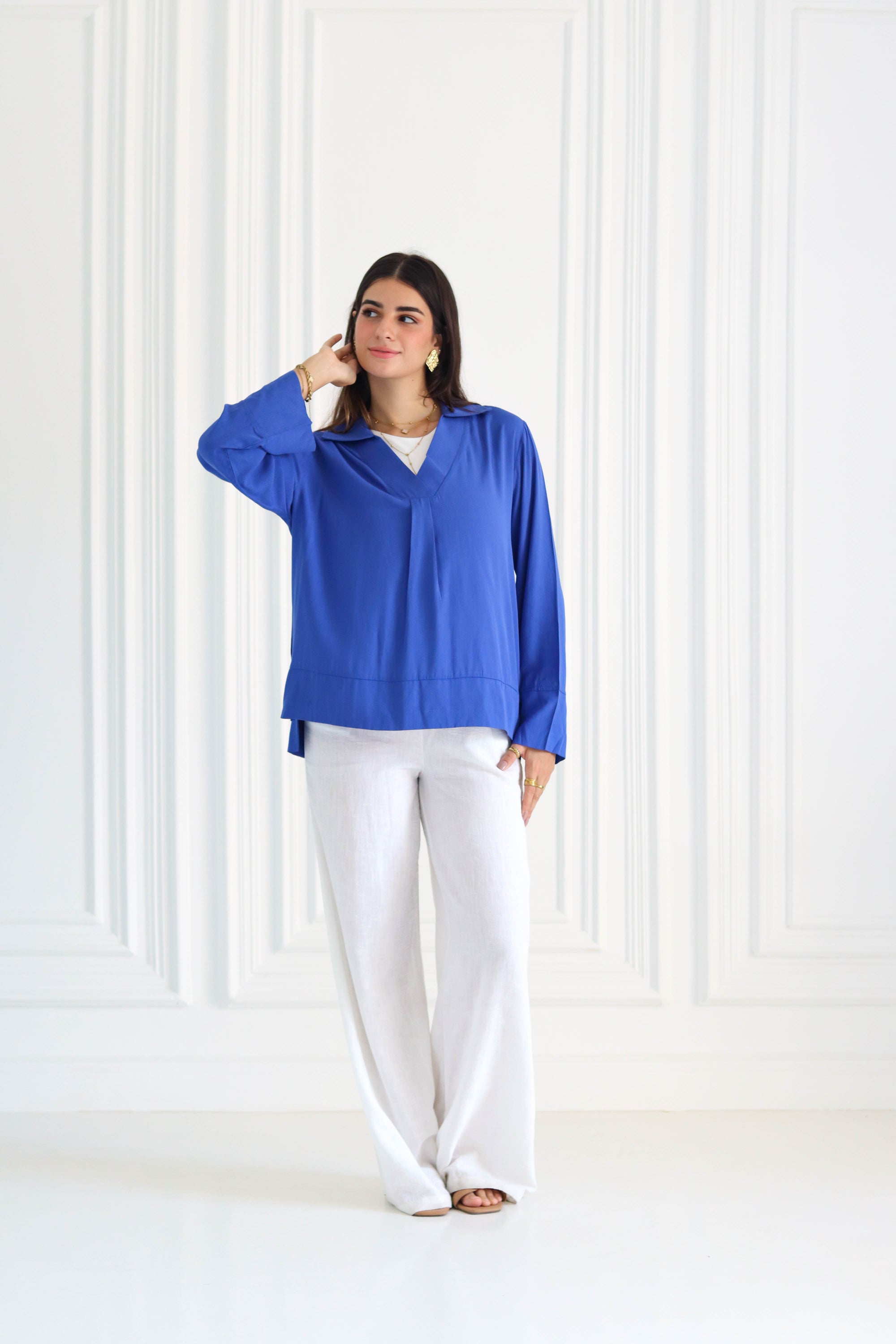 Basic Linen Shirt In Blue
