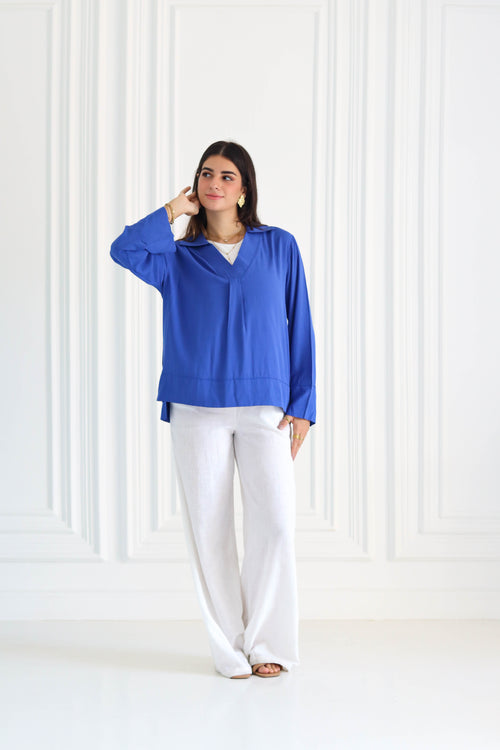 Basic Linen Shirt In Blue