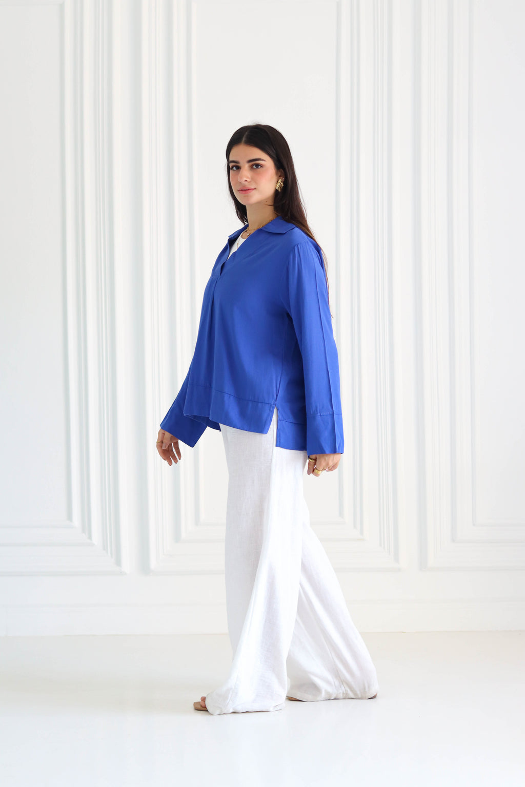 Basic Linen Shirt In Blue