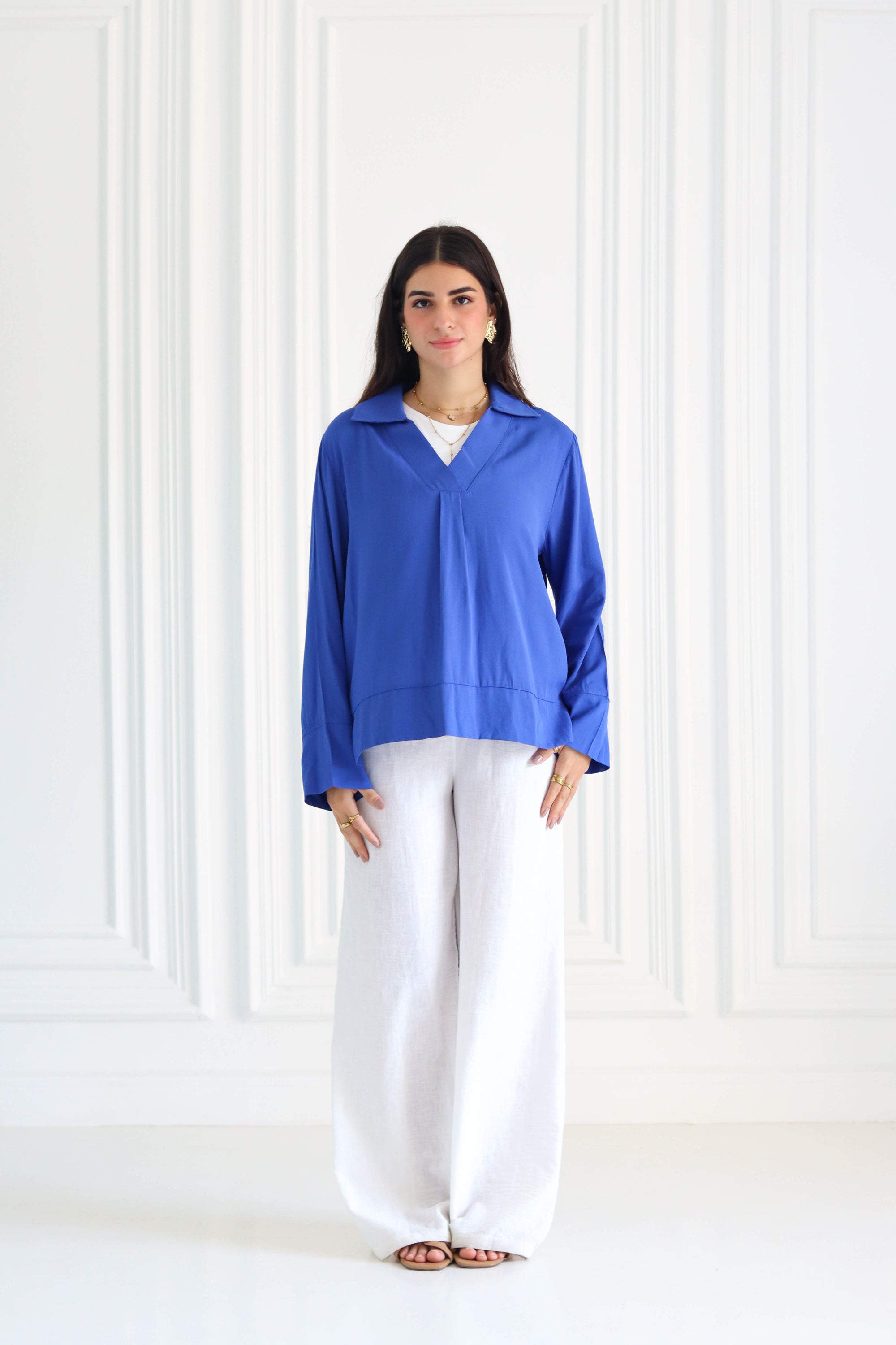 Basic Linen Shirt In Blue