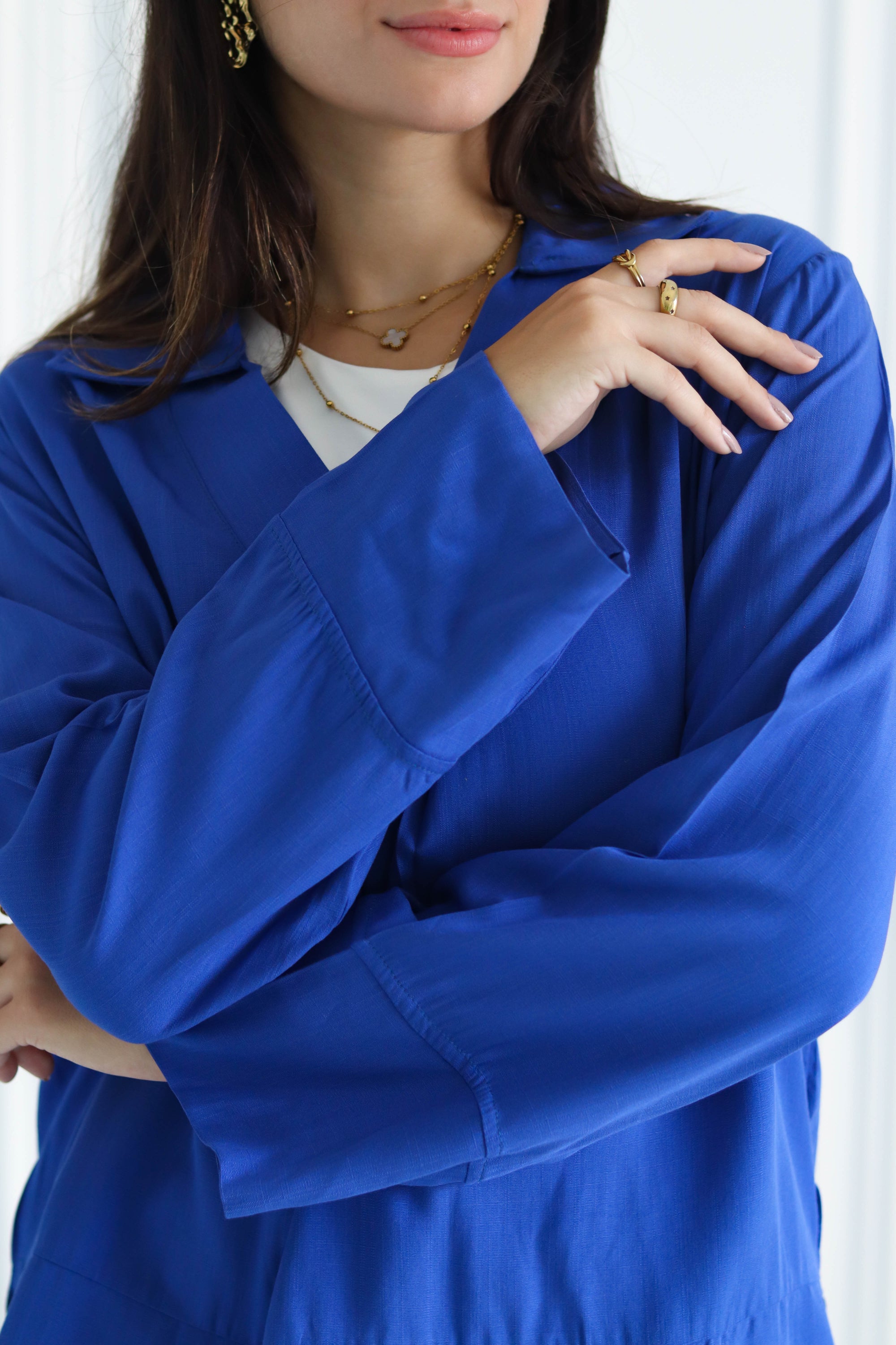 Basic Linen Shirt In Blue