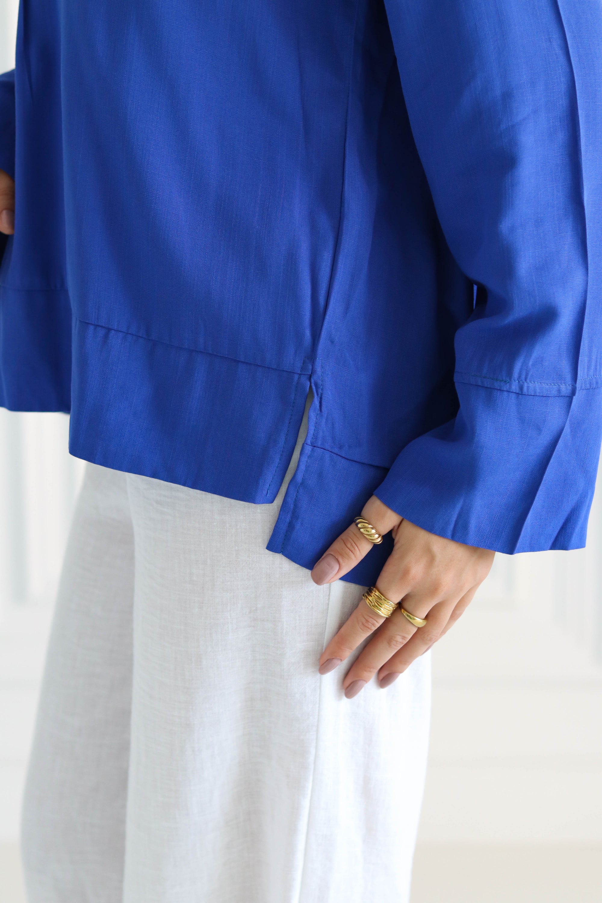 Basic Linen Shirt In Blue