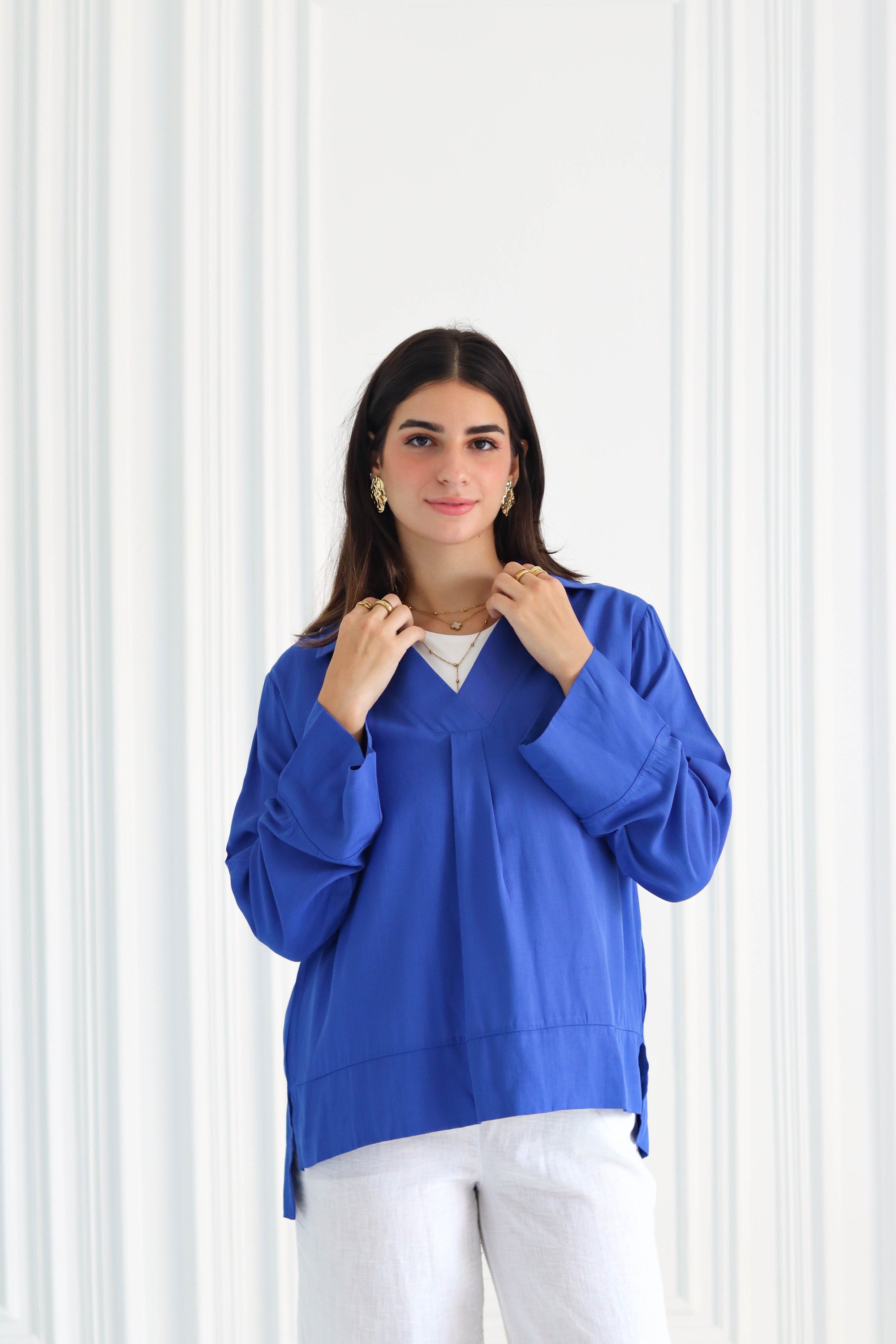 Basic Linen Shirt In Blue