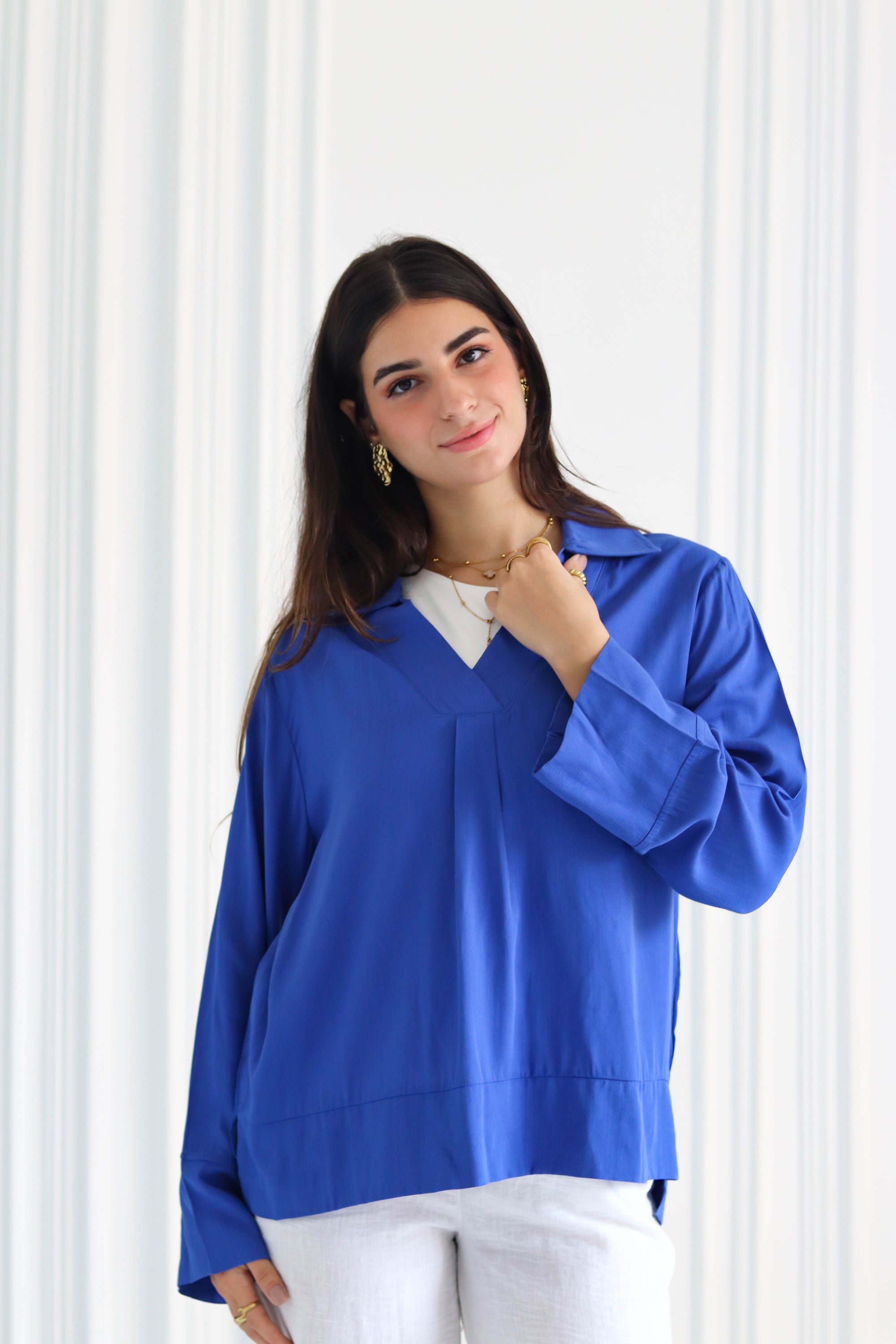 Basic Linen Shirt In Blue
